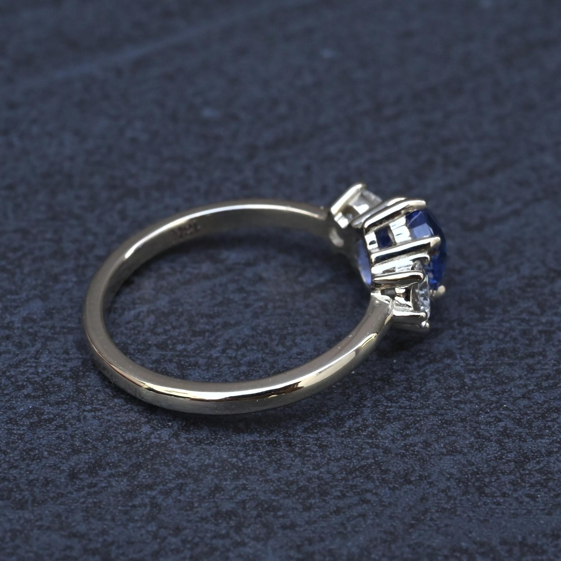 GIA 1.54ct Burma No Heat Sapphire With Old European Cut Diamonds 18K Gold Ring