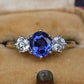 GIA 1.54ct Burma No Heat Sapphire With Old European Cut Diamonds 18K Gold Ring