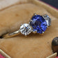 GIA 1.54ct Burma No Heat Sapphire With Old European Cut Diamonds 18K Gold Ring