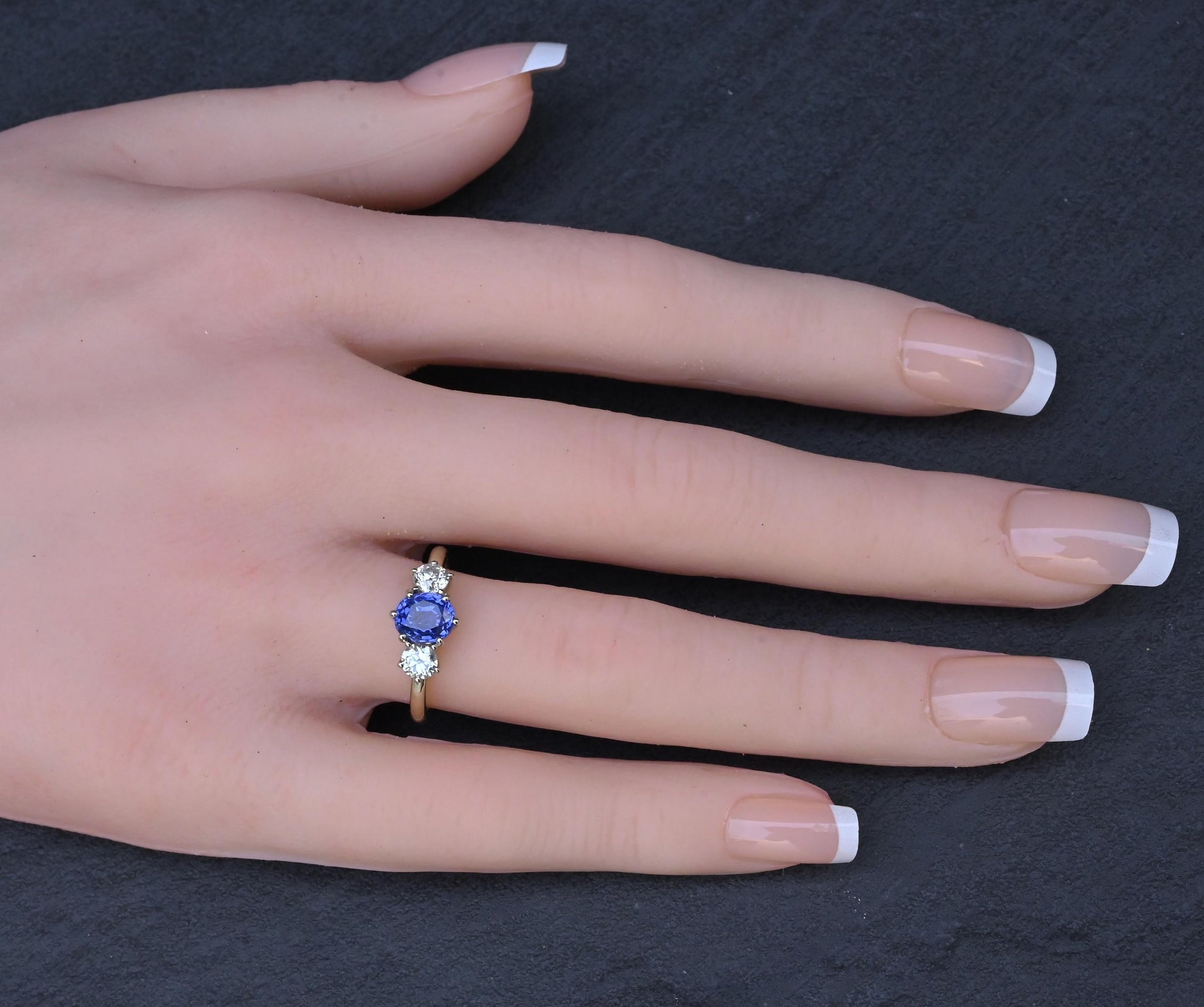 GIA 1.54ct Burma No Heat Sapphire With Old European Cut Diamonds 18K Gold Ring