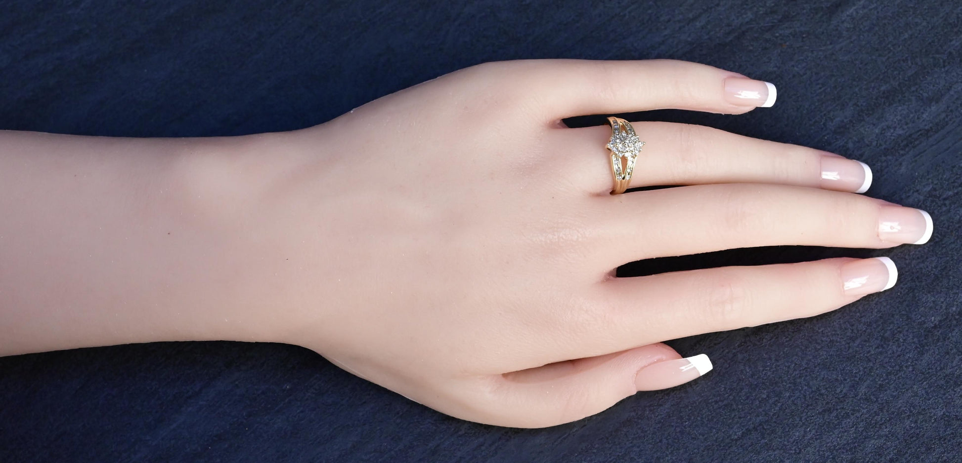 14K Yellow Gold Diamond Cluster Ring With Natural Diamonds