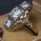GIA Certified 14K Gold Art Deco Three-Stone Diamond Engagement Ring 2.00 TCW