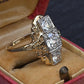 GIA Certified 14K Gold Art Deco Three-Stone Diamond Engagement Ring 2.00 TCW