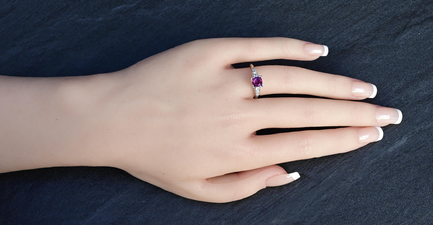 Platinum Sapphire & Diamond Ring – 0.68 CT Sapphire, 0.08 TCW Diamonds, Size 8