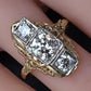 GIA Certified 14K Gold Art Deco Three-Stone Diamond Engagement Ring 2.00 TCW