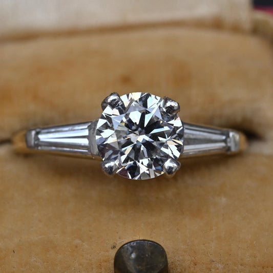 GIA 1.16 Carat H SI1 Round Brilliant Diamond Engagement Ring 14K Gold Platinum
