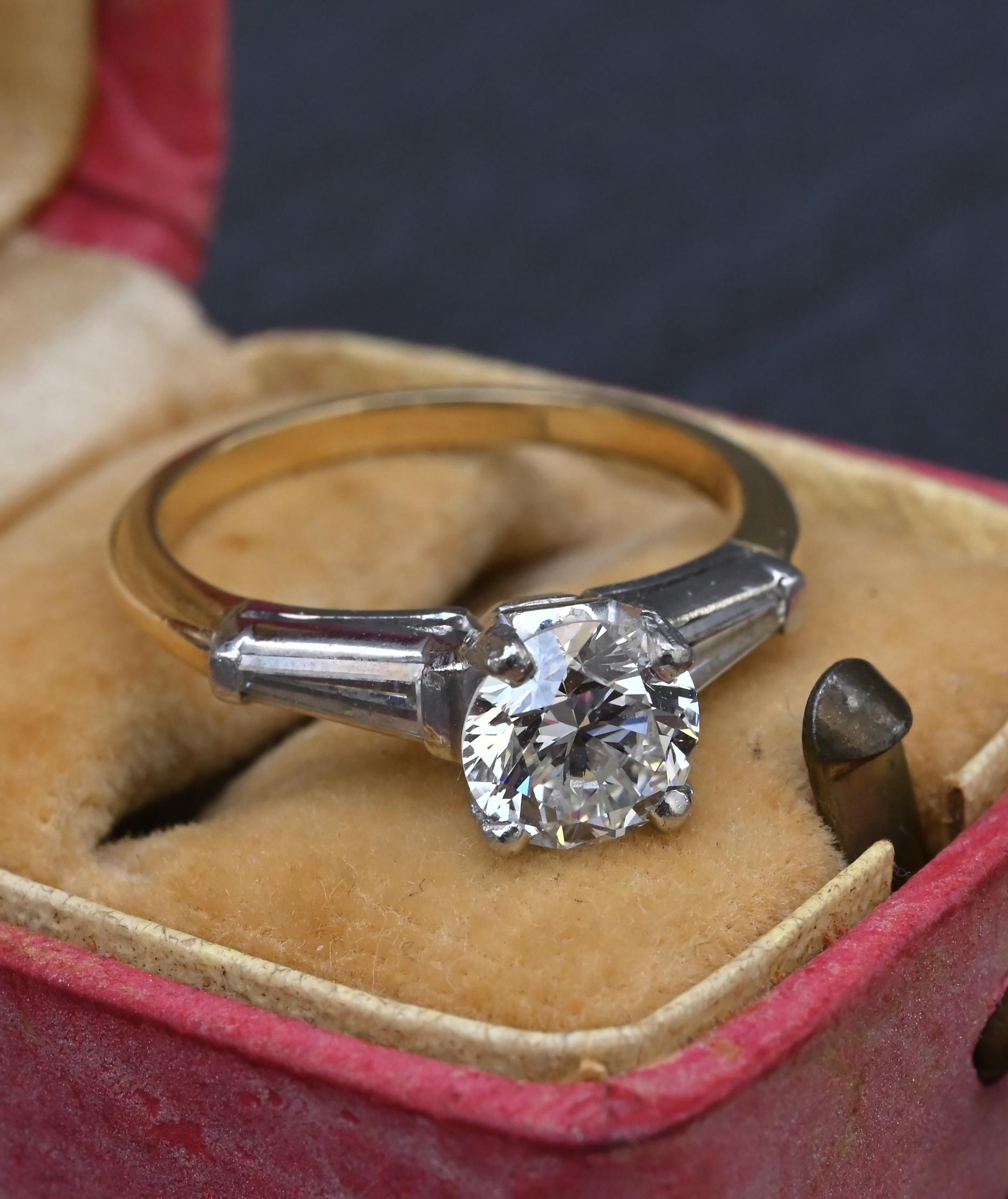 GIA 1.16 Carat H SI1 Round Brilliant Diamond Engagement Ring 14K Gold Platinum