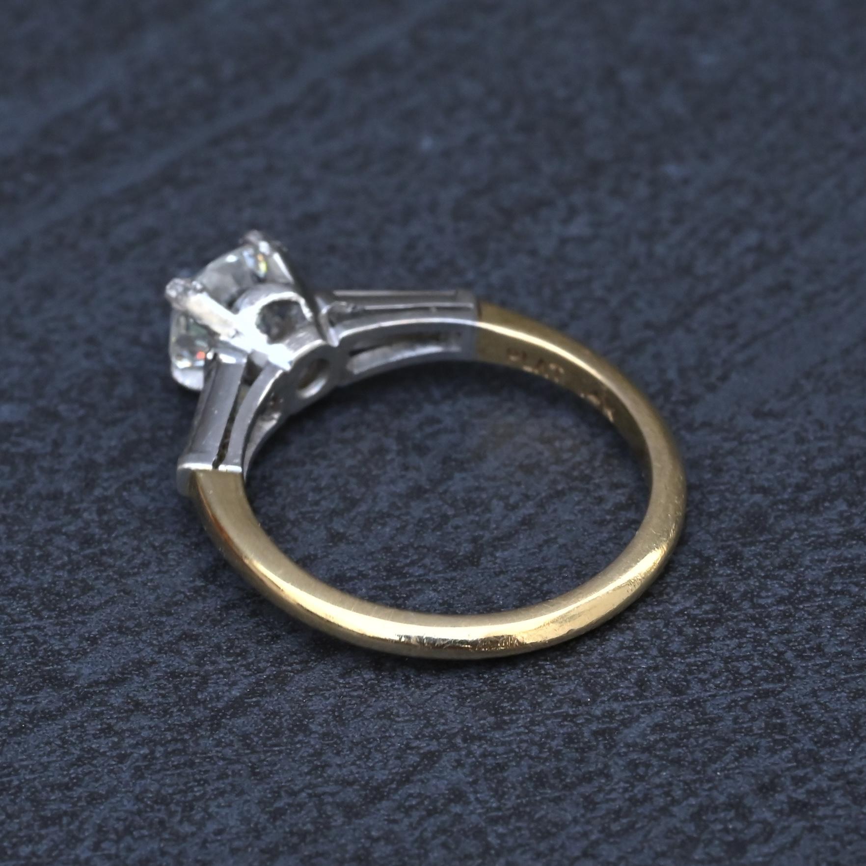 GIA 1.16 Carat H SI1 Round Brilliant Diamond Engagement Ring 14K Gold Platinum