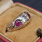 Vintage Art Deco 14K Gold Antique Cut Diamond & Natural Ruby Gypsy Ring Size 7