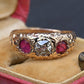 Vintage Art Deco 14K Gold Antique Cut Diamond & Natural Ruby Gypsy Ring Size 7