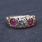 Vintage Art Deco 14K Gold Antique Cut Diamond & Natural Ruby Gypsy Ring Size 7