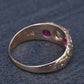 Vintage Art Deco 14K Gold Antique Cut Diamond & Natural Ruby Gypsy Ring Size 7