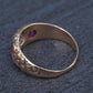Vintage Art Deco 14K Gold Antique Cut Diamond & Natural Ruby Gypsy Ring Size 7