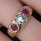 Vintage Art Deco 14K Gold Antique Cut Diamond & Natural Ruby Gypsy Ring Size 7