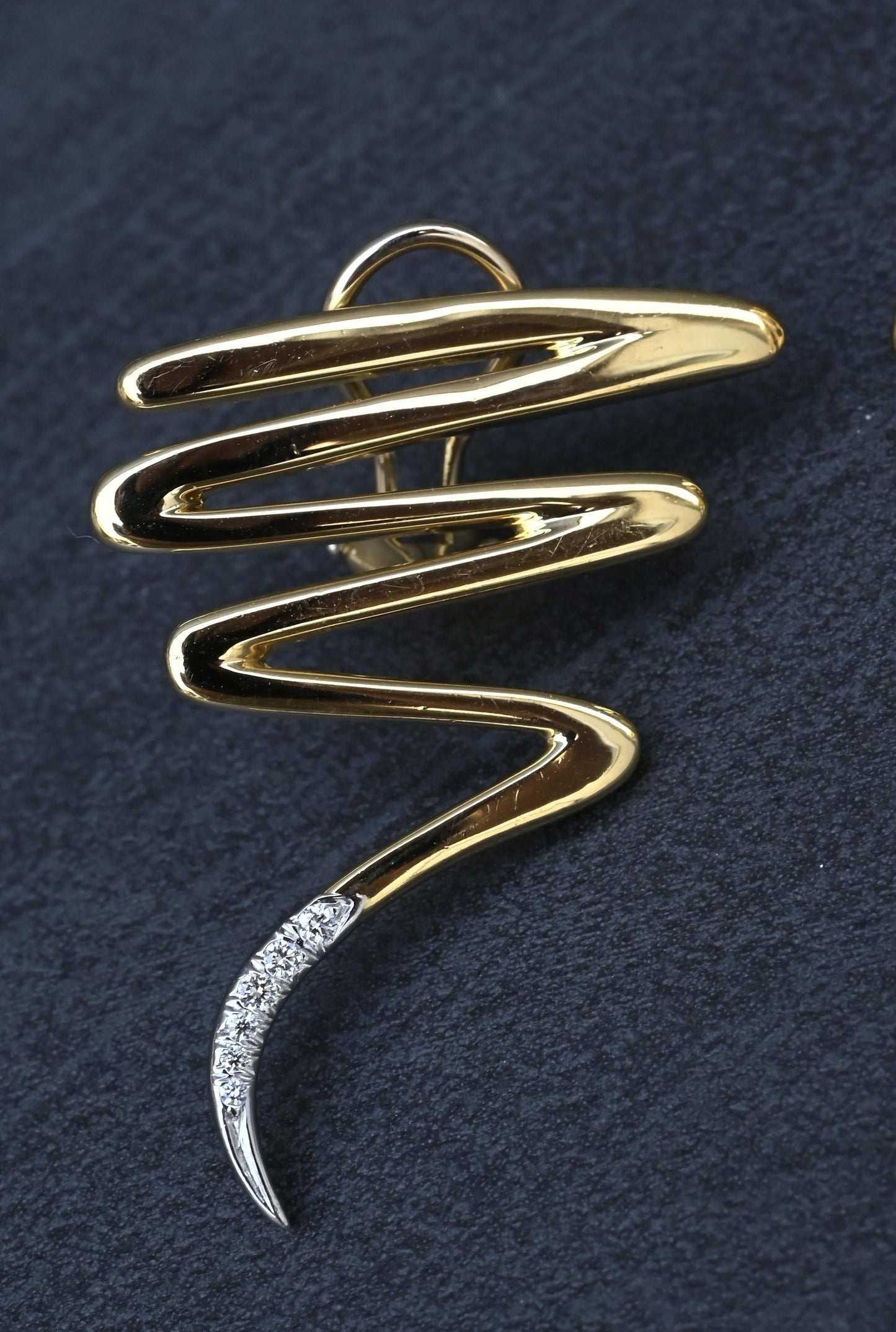 Tiffany & Co. Paloma Picasso 18K YG & Platinum Diamond Zig Zag Earrings 16.80 Gr