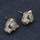 EFFY 14K Gold 0.50 CTW Diamond & Green Stone Leopard Stud Earrings (3.25g)