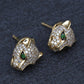 EFFY 14K Gold 0.50 CTW Diamond & Green Stone Leopard Stud Earrings (3.25g)