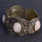 Fabulous Chinese Woven Silver Floral Rose Quartz Stone Bracelet
