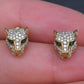 EFFY 14K Gold 0.50 CTW Diamond & Green Stone Leopard Stud Earrings (3.25g)