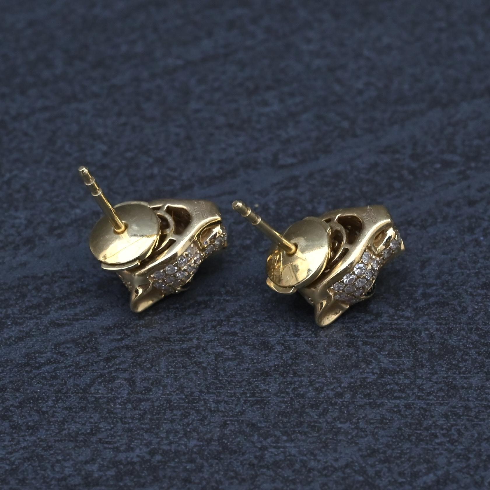 EFFY 14K Gold 0.50 CTW Diamond & Green Stone Leopard Stud Earrings (3.25g)