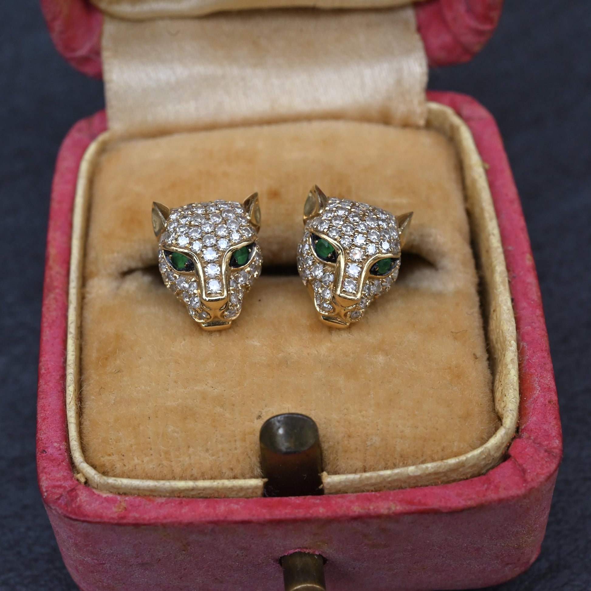 EFFY 14K Gold 0.50 CTW Diamond & Green Stone Leopard Stud Earrings (3.25g)