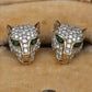 EFFY 14K Gold 0.50 CTW Diamond & Green Stone Leopard Stud Earrings (3.25g)