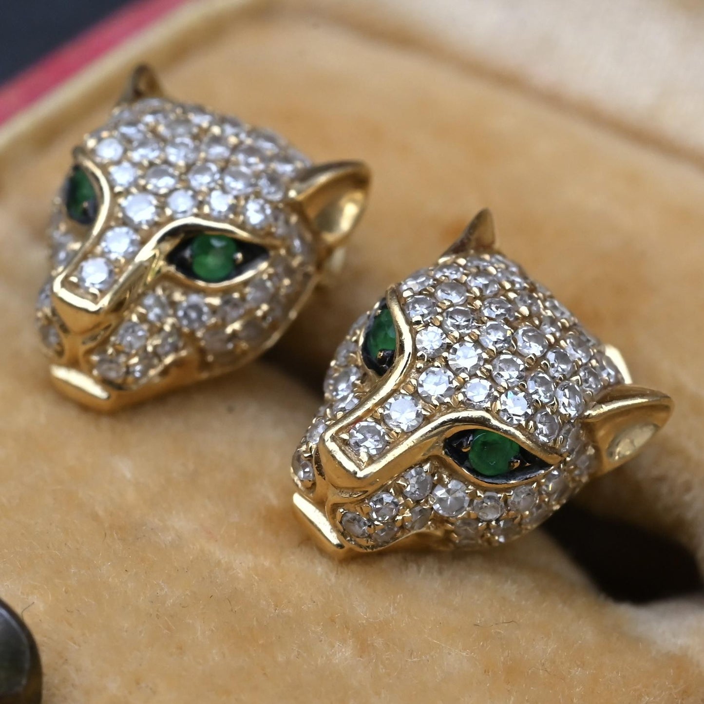 EFFY 14K Gold 0.50 CTW Diamond & Green Stone Leopard Stud Earrings (3.25g)