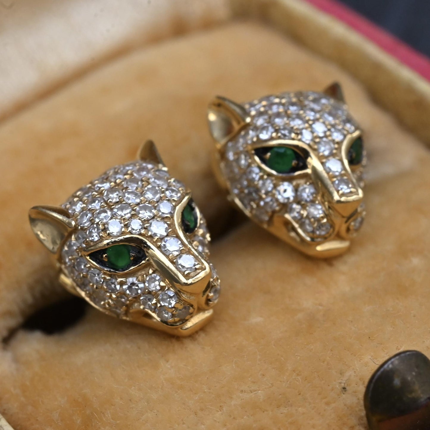 EFFY 14K Gold 0.50 CTW Diamond & Green Stone Leopard Stud Earrings (3.25g)