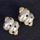 Gorgeous Pair Of 14K Maz Seashell Earrings