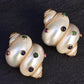 Gorgeous Pair Of 14K Maz Seashell Earrings