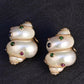Gorgeous Pair Of 14K Maz Seashell Earrings