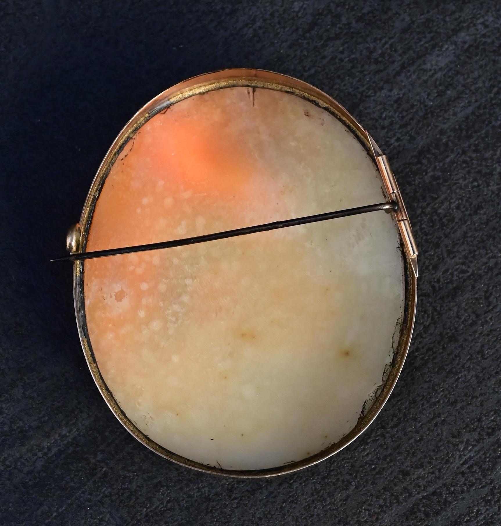 Exceptional Quality 14K Yellow Gold Cameo Brooch With Superb Carving