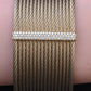 Charriol ALOR 18K Yellow Gold & Stainless Steel Pavé Diamond Wide Cable Cuff