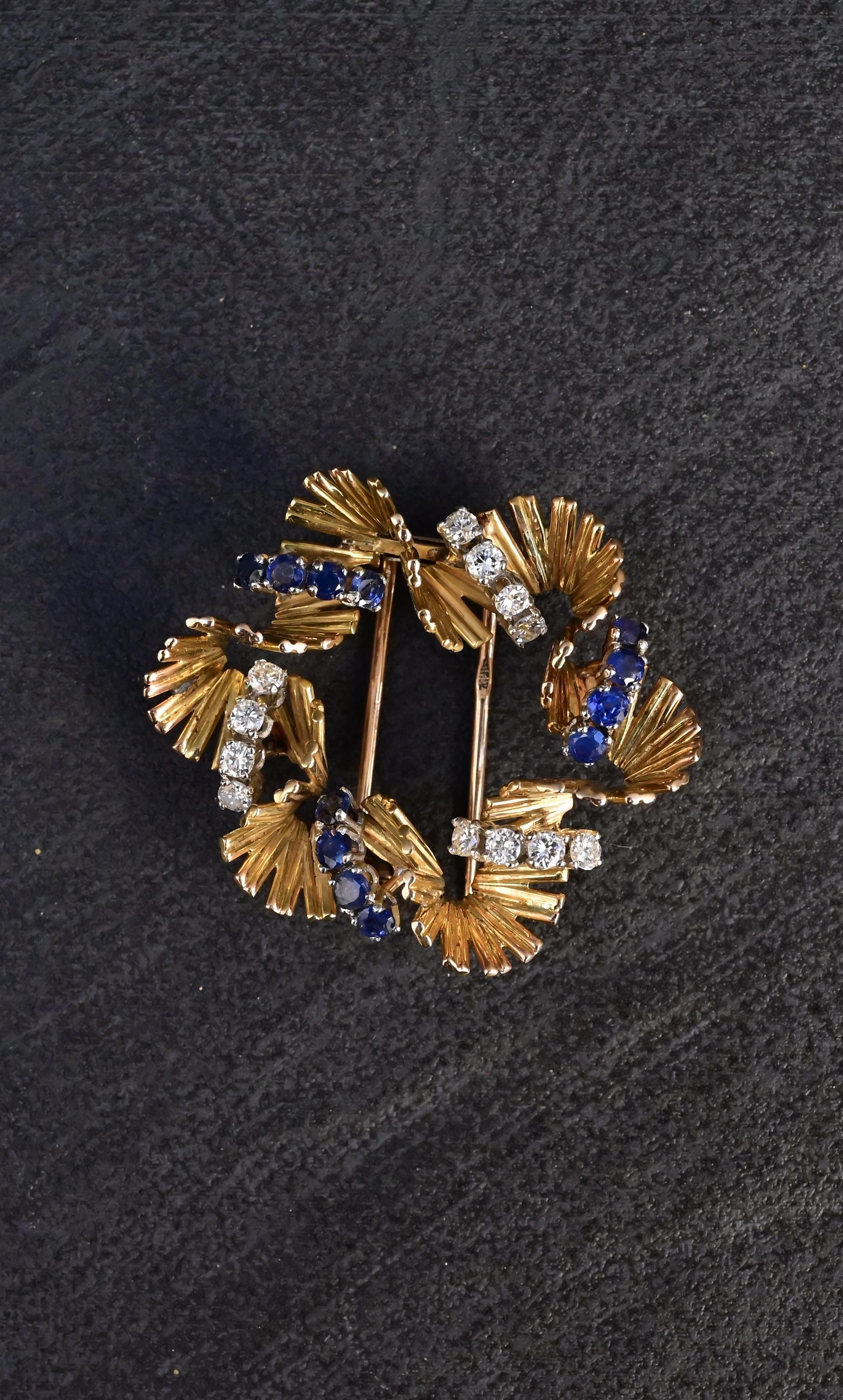 Exceptional H Stern 18K Diamond & Sapphire Brooch