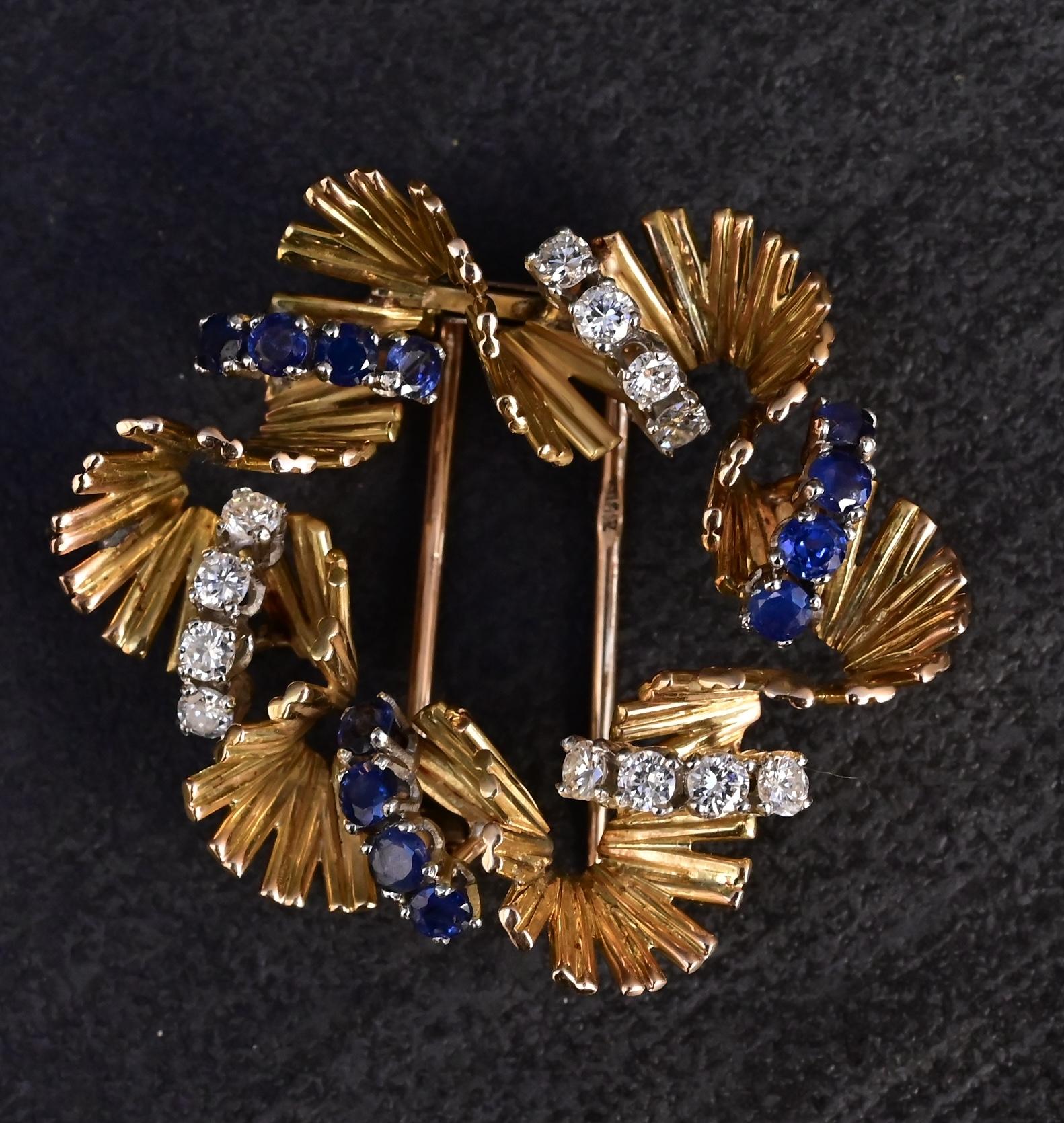 Exceptional H Stern 18K Diamond & Sapphire Brooch