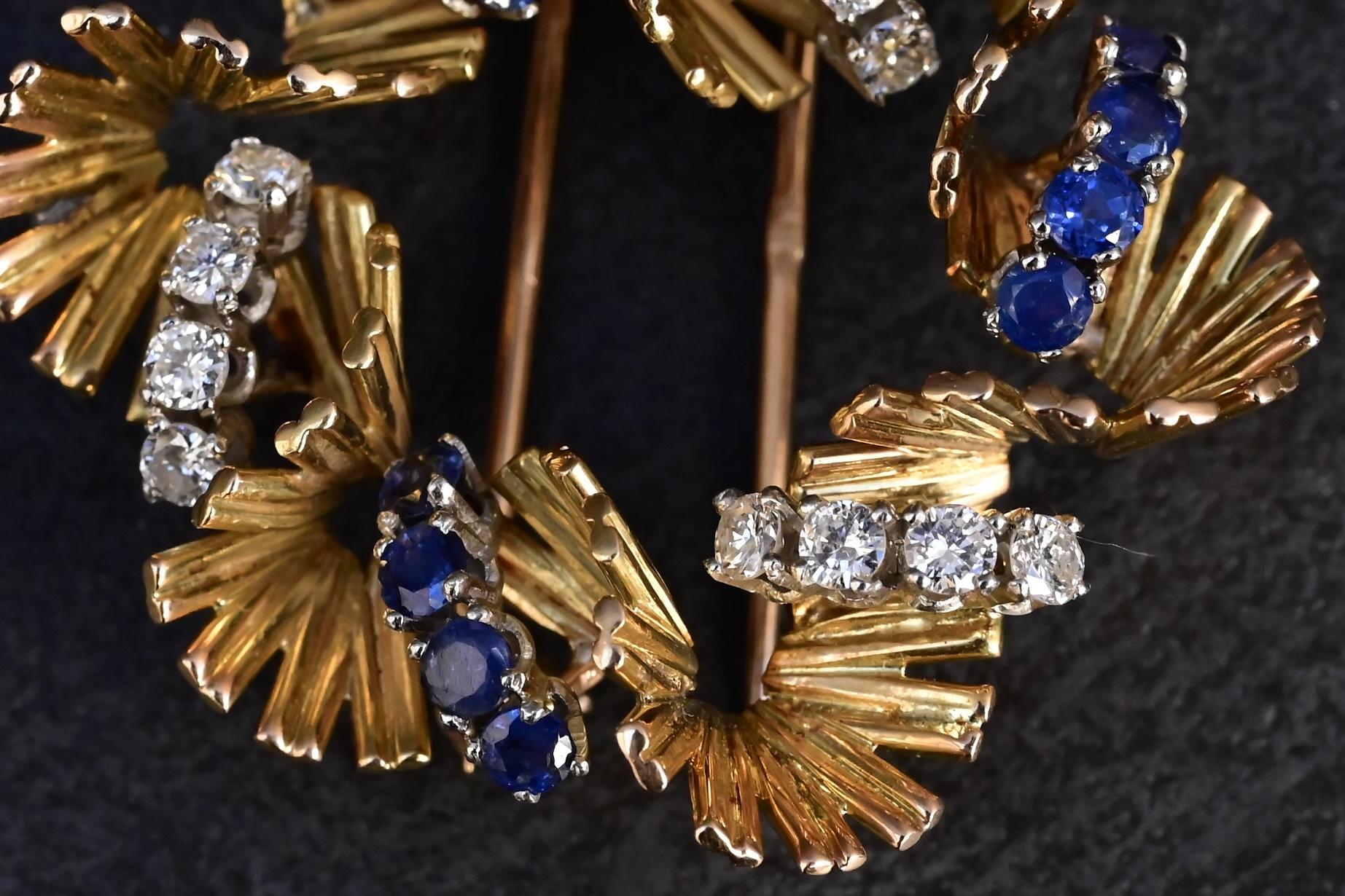 Exceptional H Stern 18K Diamond & Sapphire Brooch