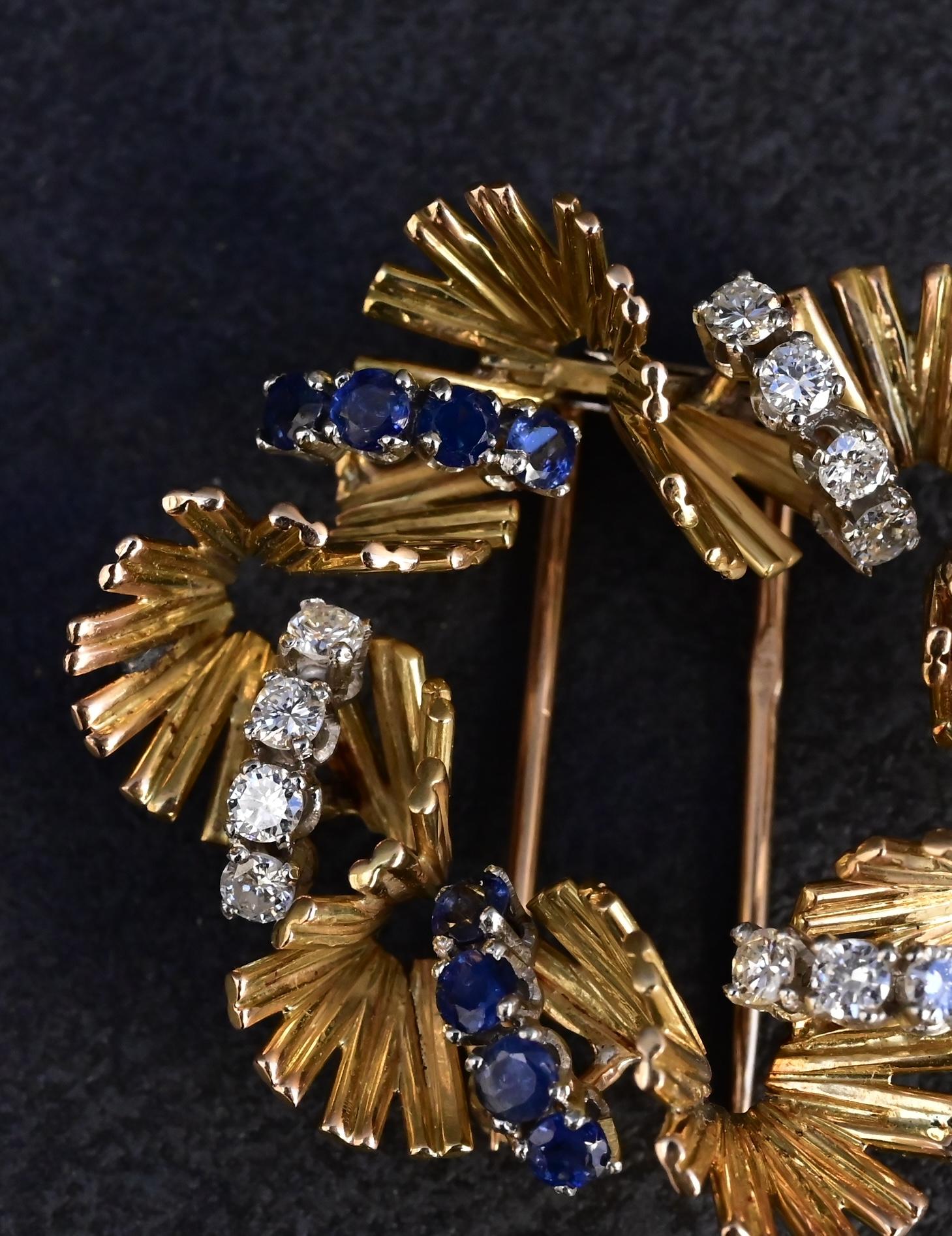 Exceptional H Stern 18K Diamond & Sapphire Brooch