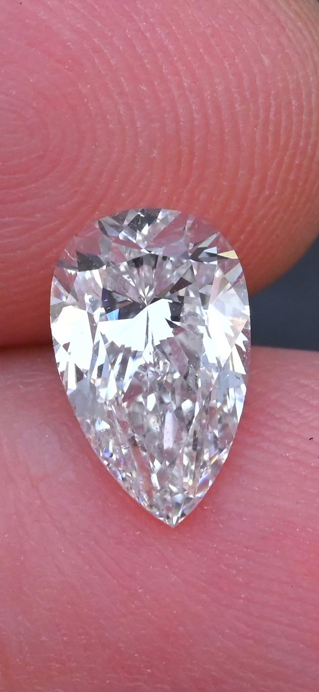 GIA Certified 1.67 Ct Pear Shape Natural Loose Diamond - I Color SI2 Clarity