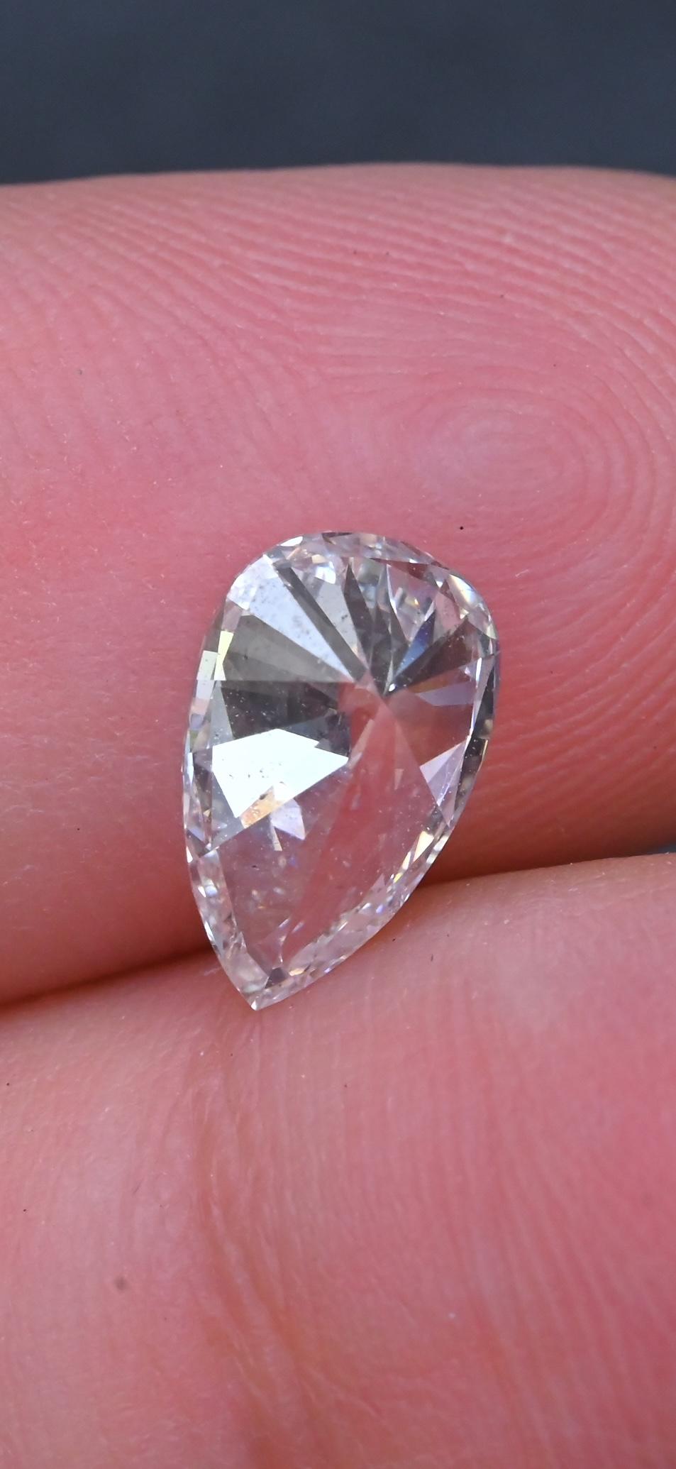 GIA Certified 1.67 Ct Pear Shape Natural Loose Diamond - I Color SI2 Clarity