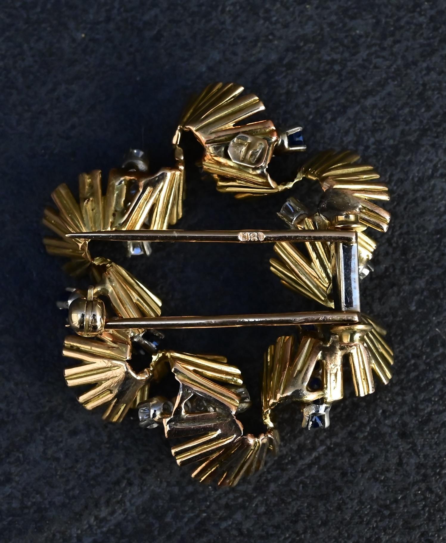 Exceptional H Stern 18K Diamond & Sapphire Brooch