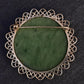 Vintage Green Jade & 14K Gold Filigree Pendant Brooch