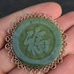 Vintage Green Jade & 14K Gold Filigree Pendant Brooch
