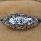 IGI Cert Art Deco Platinum 3 Three Stone Diamond Filigree Ring 0.60 CTW Size 5