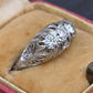 IGI Cert Art Deco Platinum 3 Three Stone Diamond Filigree Ring 0.60 CTW Size 5