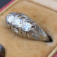 IGI Cert Art Deco Platinum 3 Three Stone Diamond Filigree Ring 0.60 CTW Size 5