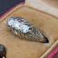 IGI Cert Art Deco Platinum 3 Three Stone Diamond Filigree Ring 0.60 CTW Size 5