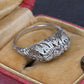 IGI Cert Art Deco Platinum 3 Three Stone Diamond Filigree Ring 0.60 CTW Size 5