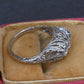 IGI Cert Art Deco Platinum 3 Three Stone Diamond Filigree Ring 0.60 CTW Size 5