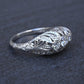 IGI Cert Art Deco Platinum 3 Three Stone Diamond Filigree Ring 0.60 CTW Size 5