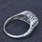 IGI Cert Art Deco Platinum 3 Three Stone Diamond Filigree Ring 0.60 CTW Size 5